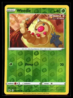 2021 Sword & Shield - Chilling Reign Weedle Reverse Holo Pokemon Card #1 - Image 1