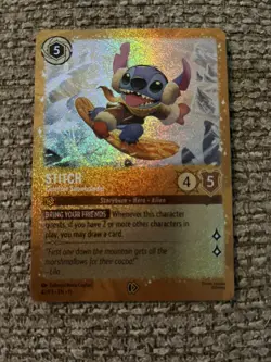 Stitch - Carefree Snowboarder 42 Disney Lorcana Promo Card Winterspell Vlp - Image 1