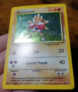 Hitmonchan 7/102 4th Print 1999-2000 Base Set Holo Rare UK Pokemon Card LP-MP^ - Image 5