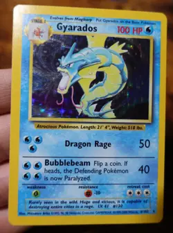 Gyarados 6/102 4th Print 1999-2000 Base Set Holo Rare UK Pokemon Card LP-MP^ - Image 3
