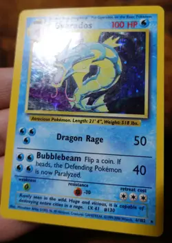 Gyarados 6/102 4th Print 1999-2000 Base Set Holo Rare UK Pokemon Card LP-MP^ - Image 4