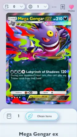 Pokemon Pocket TCG | Mega Shine | Mega Gengar Ex | 4 Diamond | DIGITAL CARD - Image 1