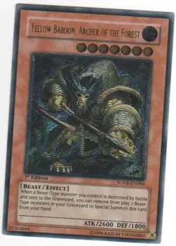 Yugioh! HP Yellow Baboon, Archer of the Forest - SOVR-EN084 - Ultimate Rare - 1s - Image 1