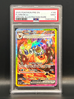 Flareon ex 146 Special Illustration Rare 2025 Pokemon Prismatic Evolutions PSA 9 - Image 1