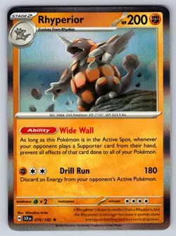 Rhyperior 76/142 Rare Stellar Crown Pokemon Holo Near Mint - Image 1