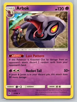 Arbok 27/68 Hidden Fates Pokemon TCG Psychic Type Stage 1 Cobra Pokemon Rare - Image 1