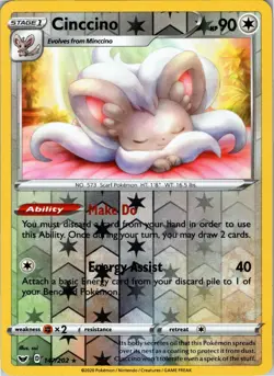 Cinccino 147/202 Rare Sword & Shield Pokemon Reverse Holo NM - Image 1