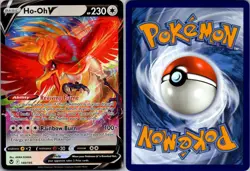 HO-OH V 140/195 HOLO V RARE SILVER TEMPEST POKEMON NM - Image 3