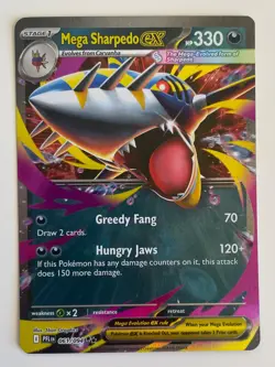 Mega Sharpedo ex 061/094 Pokemon TCG Phantasmal Flames Double Rare Holo LP - Image 1