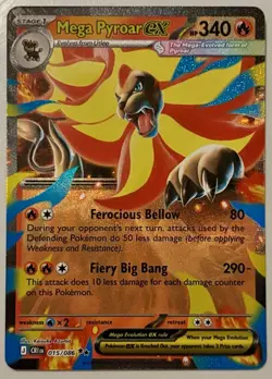 Mega Pyroar ex 015/086 ME04: Chaos Rising Double Rare Pokemon NM - Image 1