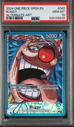 2024 One Piece OP09 EN Buggy Alternate Art #042 PSA 10 GEM MINT - Image 1