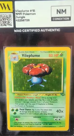 WAG Certified NM Vileplume 15/64 Holo Rare Unlimited Card WotC Pokemon Jungle - Image 1