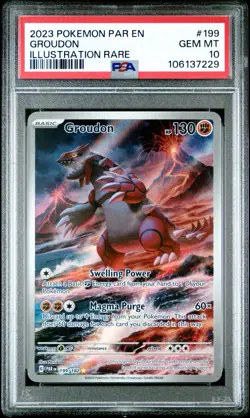Pokemon Groudon Illustration Rare Paradox Rift Holo Card 199/182 PSA 10 - Image 1