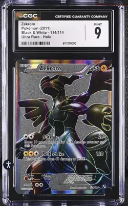 Zekrom (Full Art) 114/114 Black & White Holo Ultra Rare 2011 CGC 9 MINT - Image 2