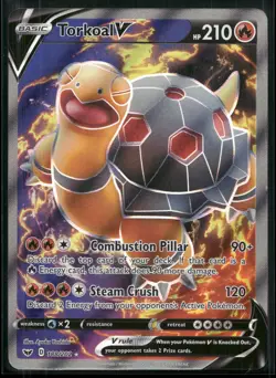 Torkoal V 188/202 Ultra Rare Sword & Shield Pokemon Holo Near Mint - Image 1