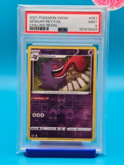 PSA 9 - 2021 POKEMON SWORD & SHIELD CHILLING REIGN 057 GENGAR-REVERSE FOIL - Image 1