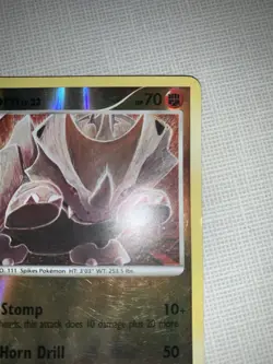 2009 Pokemon Platinum Supreme Victors Rhyhorn Reverse Holo #122/147 - Image 3