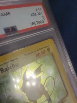 —Raichu #14 1999 Pokemon Game— Holo PSA 8 - Image 5