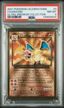 2x Sequential Pokemon Celebrations Charizard UPC Gold Metal #4 PSA 8 - Image 2