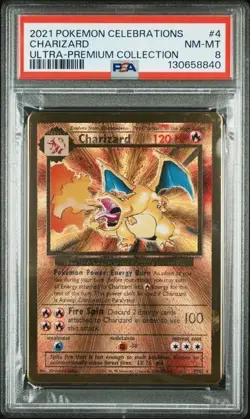 2x Sequential Pokemon Celebrations Charizard UPC Gold Metal #4 PSA 8 - Image 3