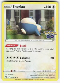 Snorlax 055/078 Holo Rare Pokemon GO Pokemon Near Mint - Image 1