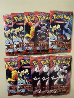 Pokemon TCG Scarlet And Violet Destined Rivals Booster Pack Lot Of 10 Sealed! - Image 1