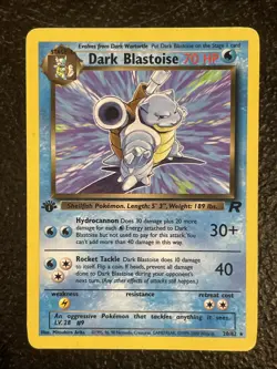 Pokemon TCG Dark Blastoise 1st Edition Team Rock Regular Rare Card 20/82 - Image 1