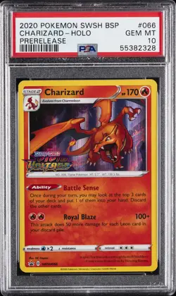2020 POKEMON SWSH BLACK STAR PROMO PRERELEASE #066 CHARIZARD-HOLO PSA 10 - Image 1