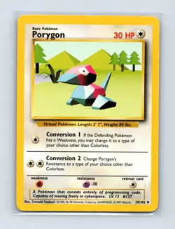 Porygon 39/102 Uncommon Base Set Unlimited Pokemon Lightly Played - Image 1