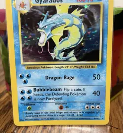 Gyarados 6/102 holo Base Set Unlimited Rare 1999 WOTC Vintage Pokemon LP - Image 3