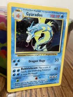 Gyarados 6/102 holo Base Set Unlimited Rare 1999 WOTC Vintage Pokemon LP - Image 5