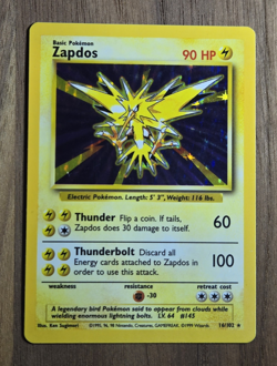 Zapdos 016/102 Base Set Holo Rare Basic 90 HP English 1999 Pokemon TCG WOTC - Image 1