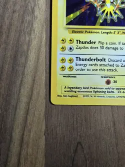 Zapdos 016/102 Base Set Holo Rare Basic 90 HP English 1999 Pokemon TCG WOTC - Image 5