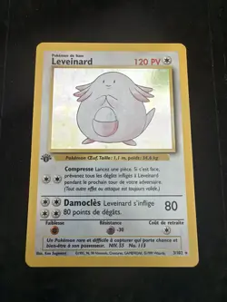 [French] Pokemon TCG Chansey [Leveinard] Holo FIRST EDITION Base 3/102 Vintage - Image 1