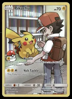 Pikachu 241/236 Secret Rare Cosmic Eclipse Pokemon Holo DMG (Damaged Holo) - Image 1