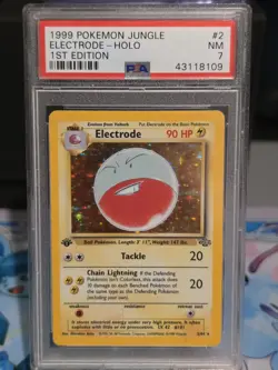 Pokemon TCG Electrode 02/64 Jungle 1st Edition Holo English PSA 7 - Image 1