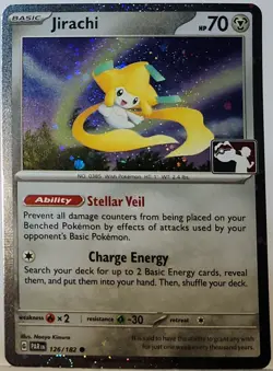 Swirls 🌀 Jirachi 126/182 Cosmos Holo Bleed Error Rare Pokemon TCG Play Stamped - Image 4