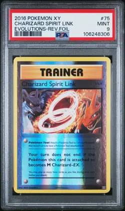 2016 POKEMON XY EVOLUTIONS #75 CHARIZARD SPIRIT LINK-REVERSE FOIL PSA 9 - Image 1