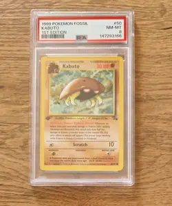 Pokemon TCG Kabuto Fossil 1st Edition Common Card 50/62 PSA 8 Near Mint WOTC NM - Image 1