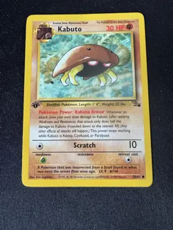 Pokemon TCG Kabuto Fossil 1st Edition Common Card 50/62 - Image 1
