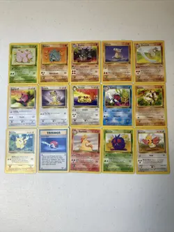 15 Pokemon Trading Cards Jungle Set 1999 Wizards Pikachu Persian Rapidash Rhydon - Image 1