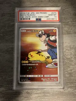 Red's Pikachu 270/Sm-p Promo Pokemon Center Anniversary PSA 10 Japanese - Image 1
