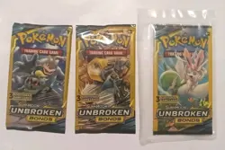 ⚡Lot of (4) Pokemon Sun and Moon Unbroken Bonds 3-Card Booster Packs, New/Sealed - Image 1