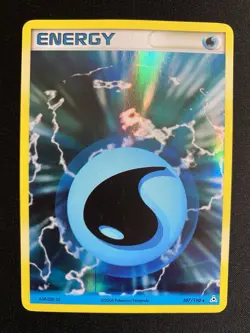 Damaged Water Energy 107/110 Holo Pokemon Card Listing C - Image 1