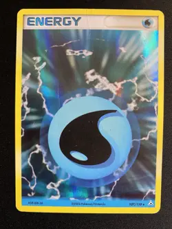 Damaged Water Energy 107/110 Holo Pokemon Card Listing D - Image 1