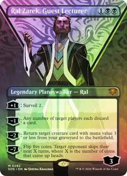 MTG FOIL Ral Zarek, Guest Lecturer Borderless - Secrets of Strixhaven #282 - Image 1