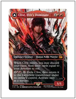 Clive, Ifrit's Dominant, Borderless Art 0318, Final Fantasy, Magic MTG NM - Image 1