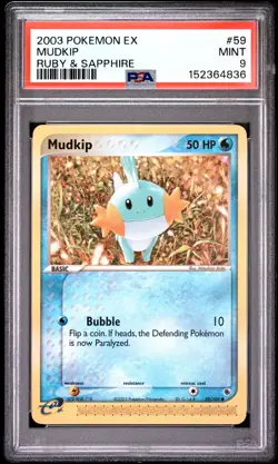 2003 POKEMON EX RUBY & SAPPHIRE #59 MUDKIP PSA 9 - Image 1