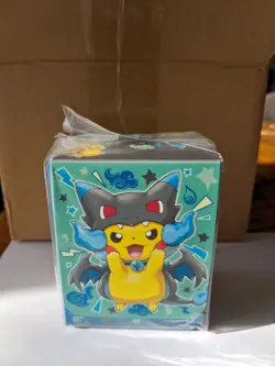 Mega Charizard X Poncho Pikachu Deck Box Pokemon - Image 1