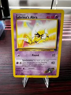 Pokemon Sabrina's Abra 1st Edition #93 Gym Challenge NM/LP - Image 1